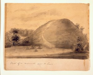 Dibujo a tinta de uno de los montículos indios cerca de St. Louis de Anna Maria von Phul